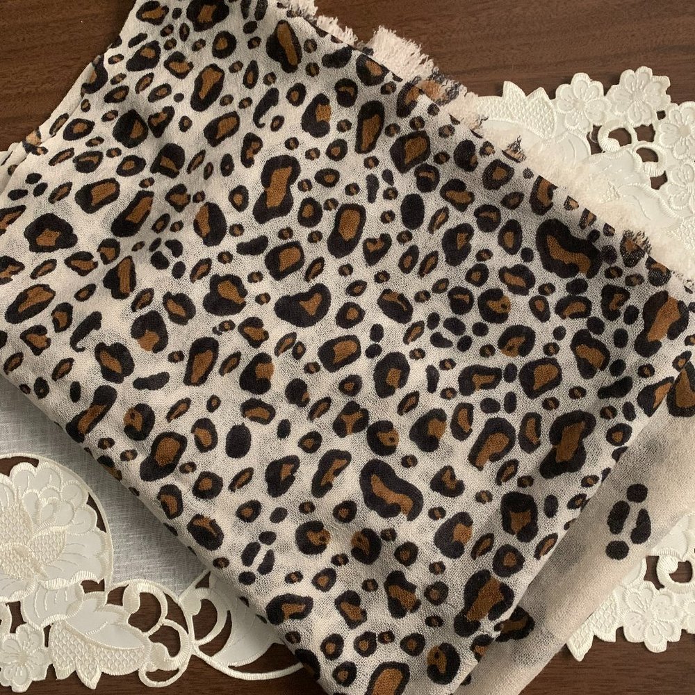 Lord and Taylor Leopard Print Wool Scarf